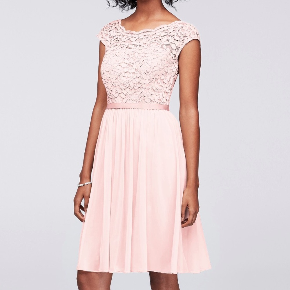 Blush pink lace dress